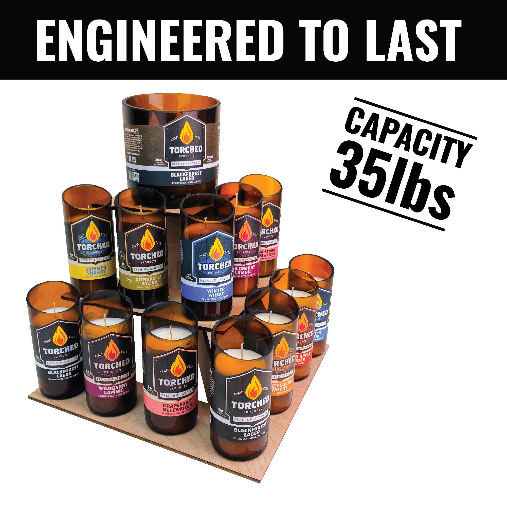 Torched Displays - Vente Support/étui pour présentoir - Présentoir d’angle en bois à 3 niveaux avec étagères12