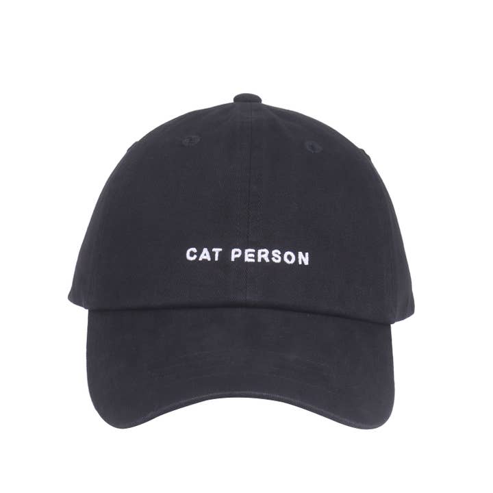 Black Hatphile Cat Person Soft Baseball Cap for wholesale on Faire