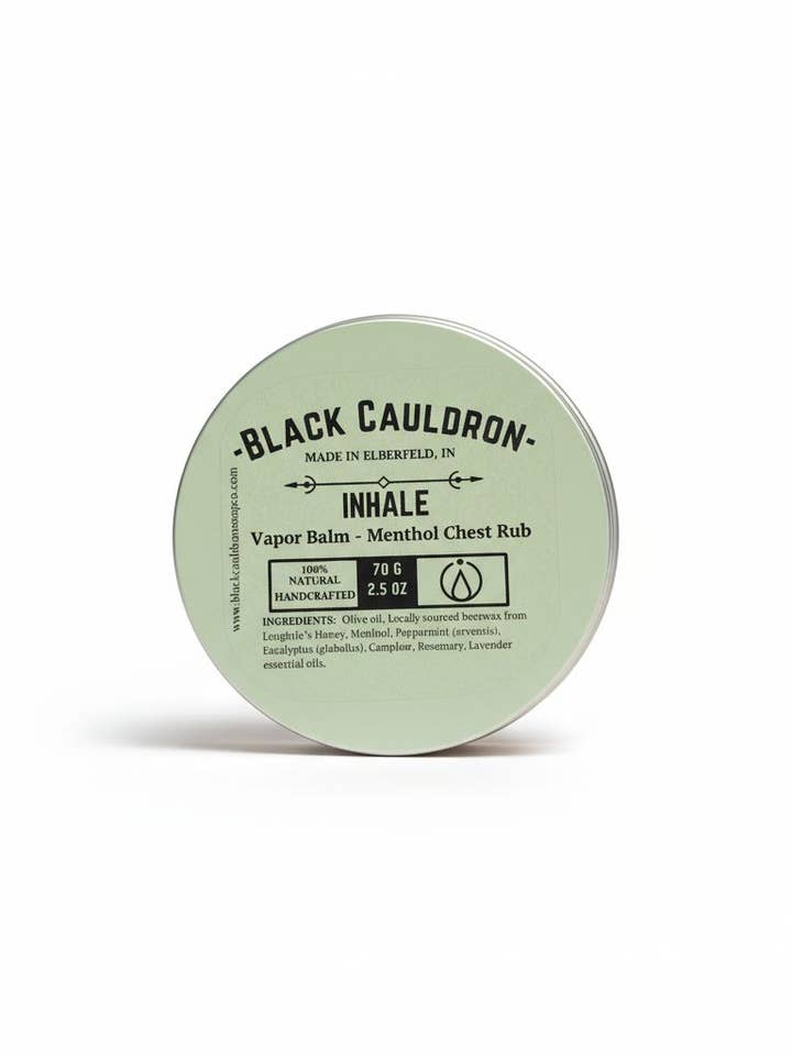 INHALE - Baume Vapeur - Onguent Mentholé pour la Poitrine (Sans Pétrole) pour la vente par Black Cauldron Soap Co.