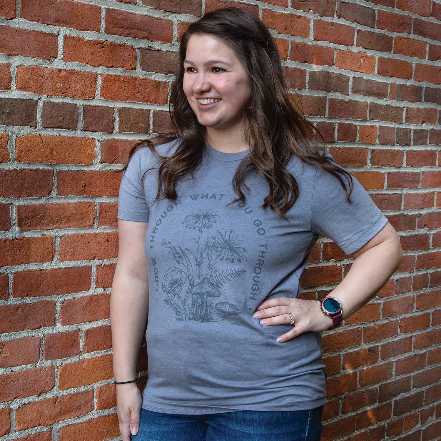 Col House Designs - Vendita all'ingrosso Maglietta serigrafata - Donna - Maglietta Grow Through, Heather Storm, taglia M2