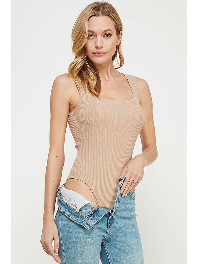 Allie Rose - Wholesale Bodysuit - Women's - Square Neck Ribbed Fine Gauge Bodysuit9