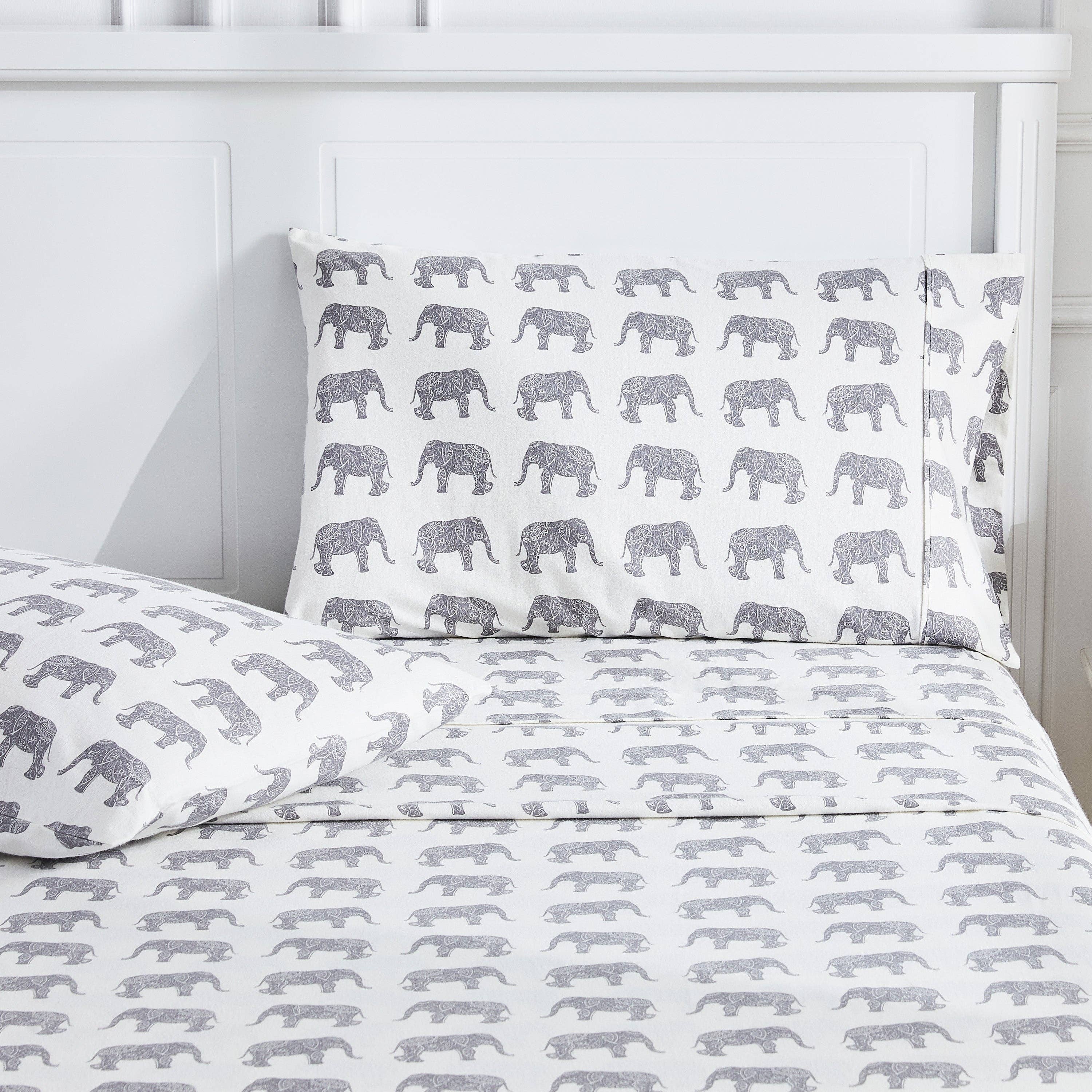 Mélange Home - Wholesale Sheet Set - Elephants Flannel Sheet Set4
