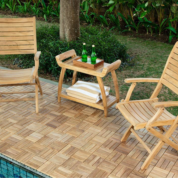 Nordic Teak - Wholesale Bankje - Noorse natuurlijke teakhouten spabank voor douche en bad, gebogen spabank met plank - 30"2