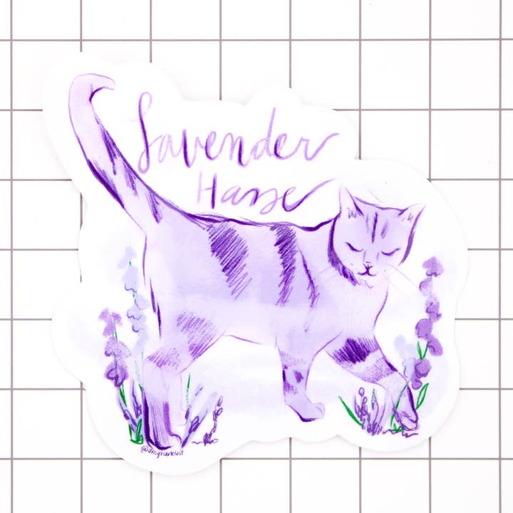 Amy Hartelust Art and Illustration – wholesale Sticker – Lavender Haze Cat Vinyl Sticker