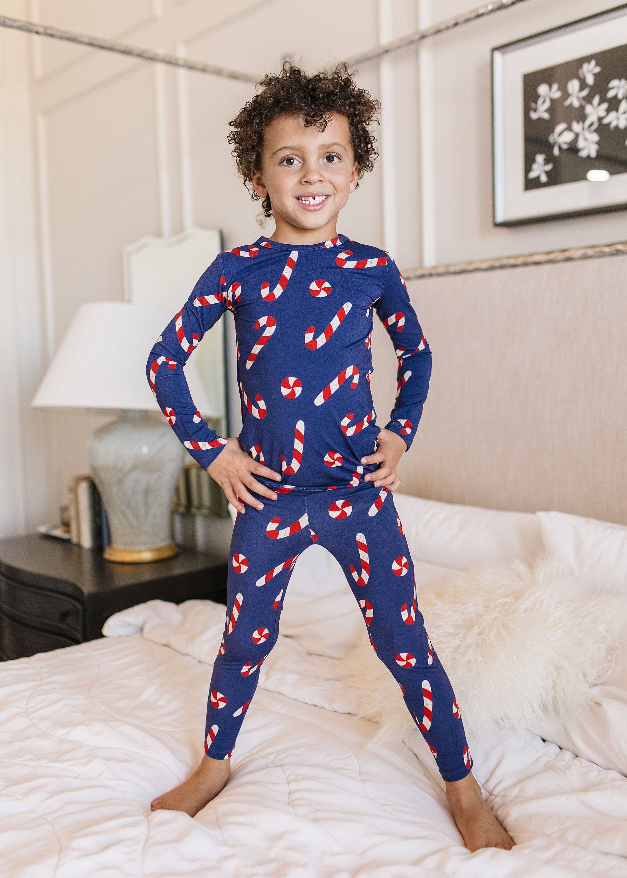 Loocsy LLC - Wholesale Sleepwear Set - Kids - Navy Candy Cane Pajama Set2