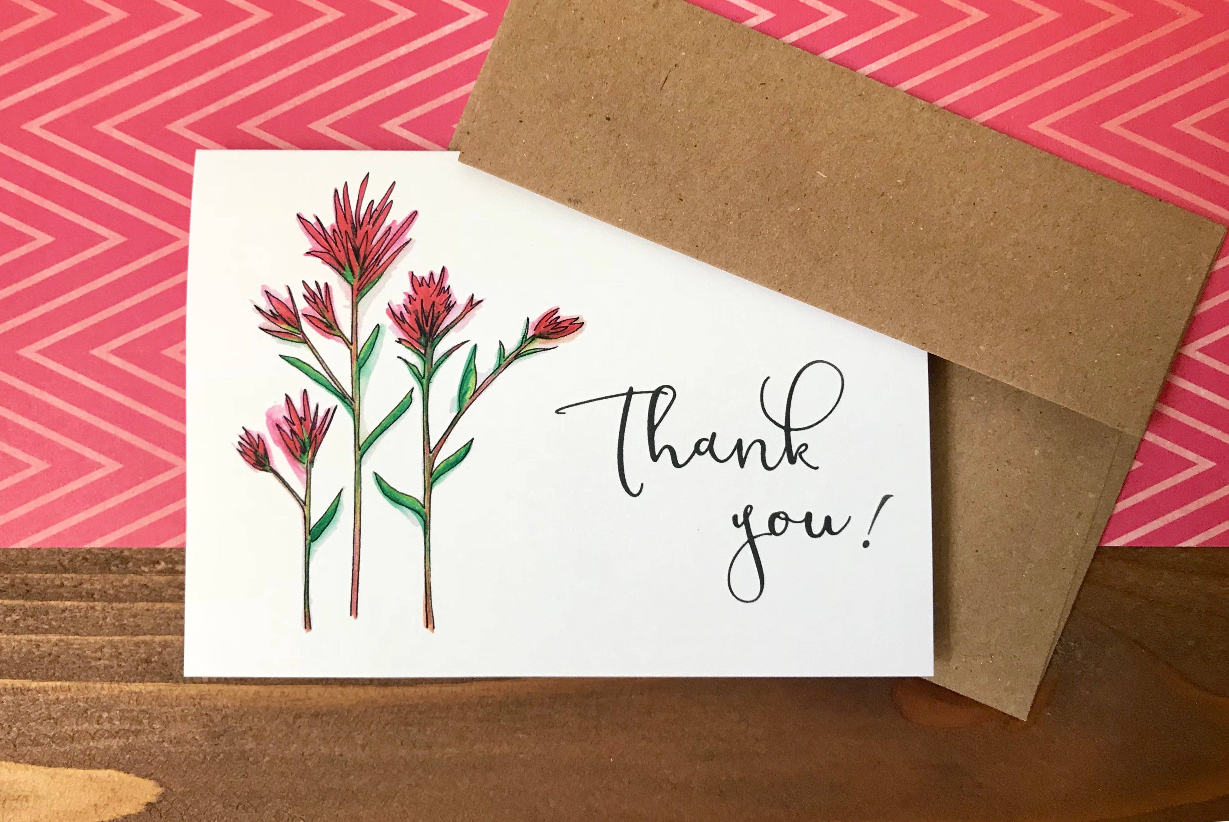 Whimsicals Paperie - Wholesale Stationery/Notecard Set - Indian Paintbrush Boxed Thank You Notes | Set of 8 Notecards1