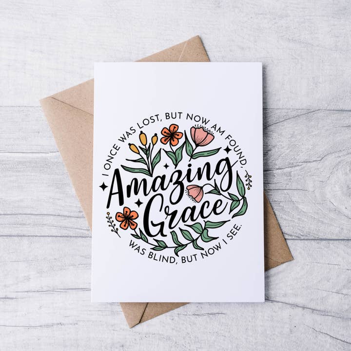 Amazing Grace Floral Note Cards for wholesale by Mississippi Mae Monograms