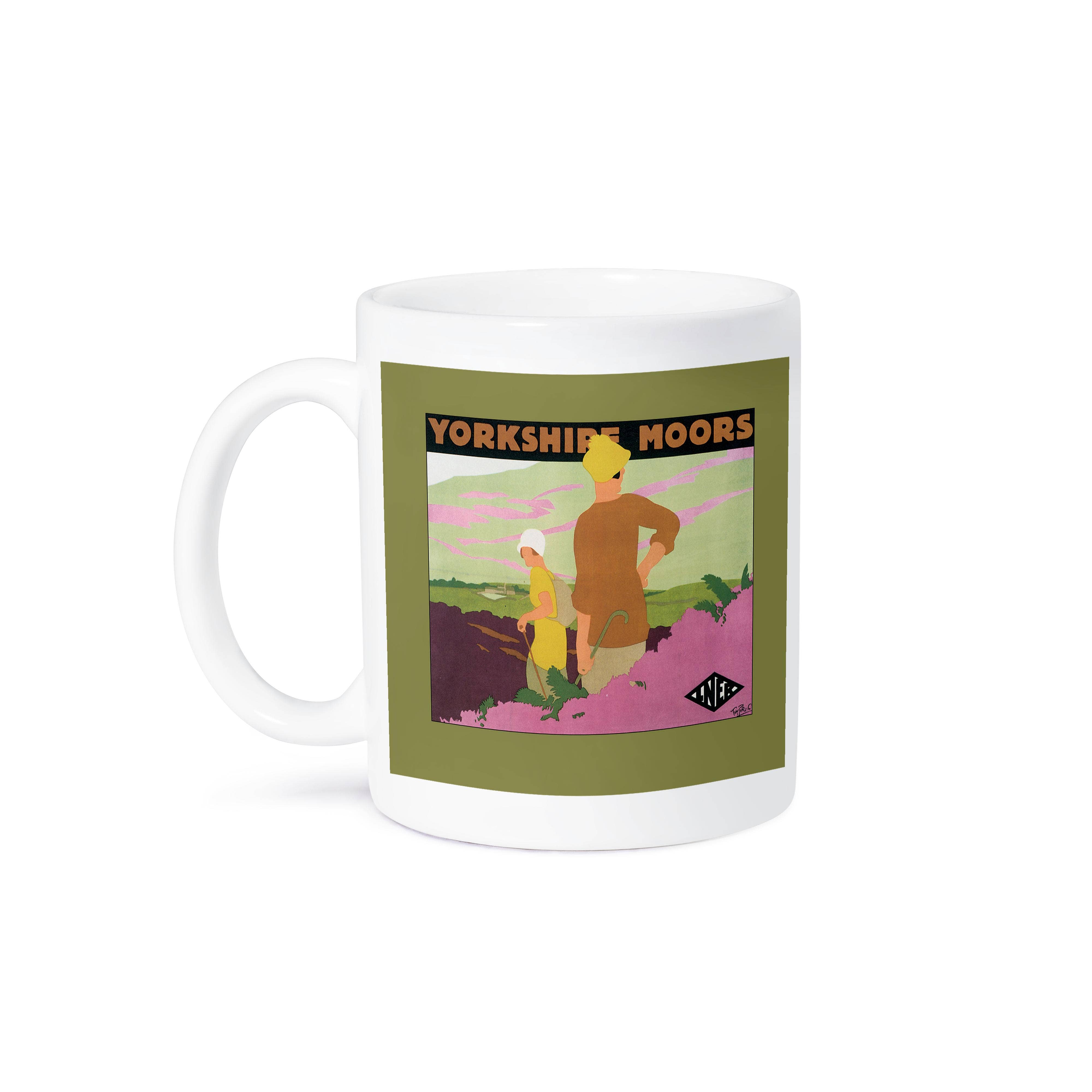 3dRose - Wholesale Coffee Mug - 3dRose, Yorkshire Moors Luggage Label With Mountains in the Distance, Mug8