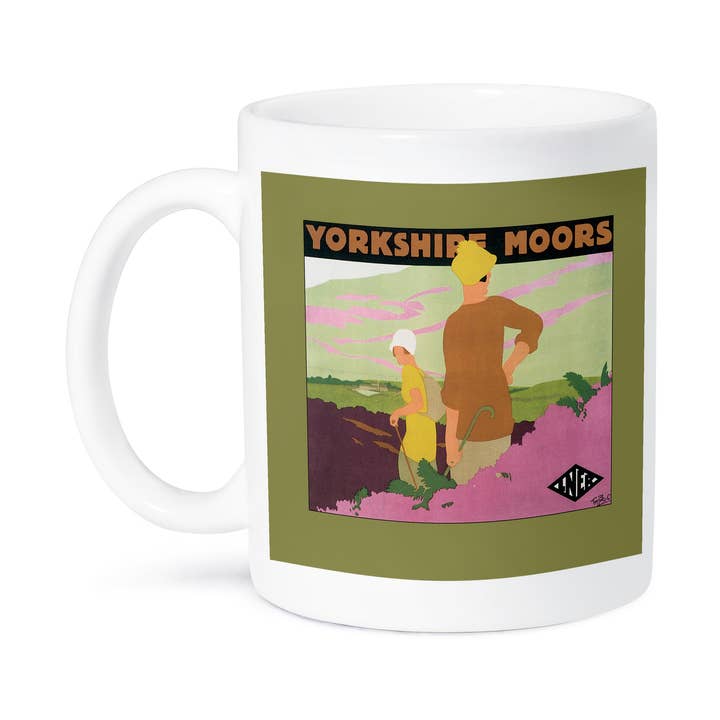 3dRose - Wholesale Coffee Mug - 3dRose, Yorkshire Moors Luggage Label With Mountains in the Distance, Mug8