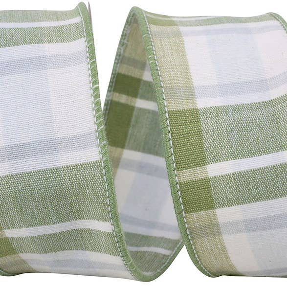 Plaid Terra Grand Decor Canvas Wired Edge, Sage, 2-1/2 In for wholesale by RELIANT RIBBON