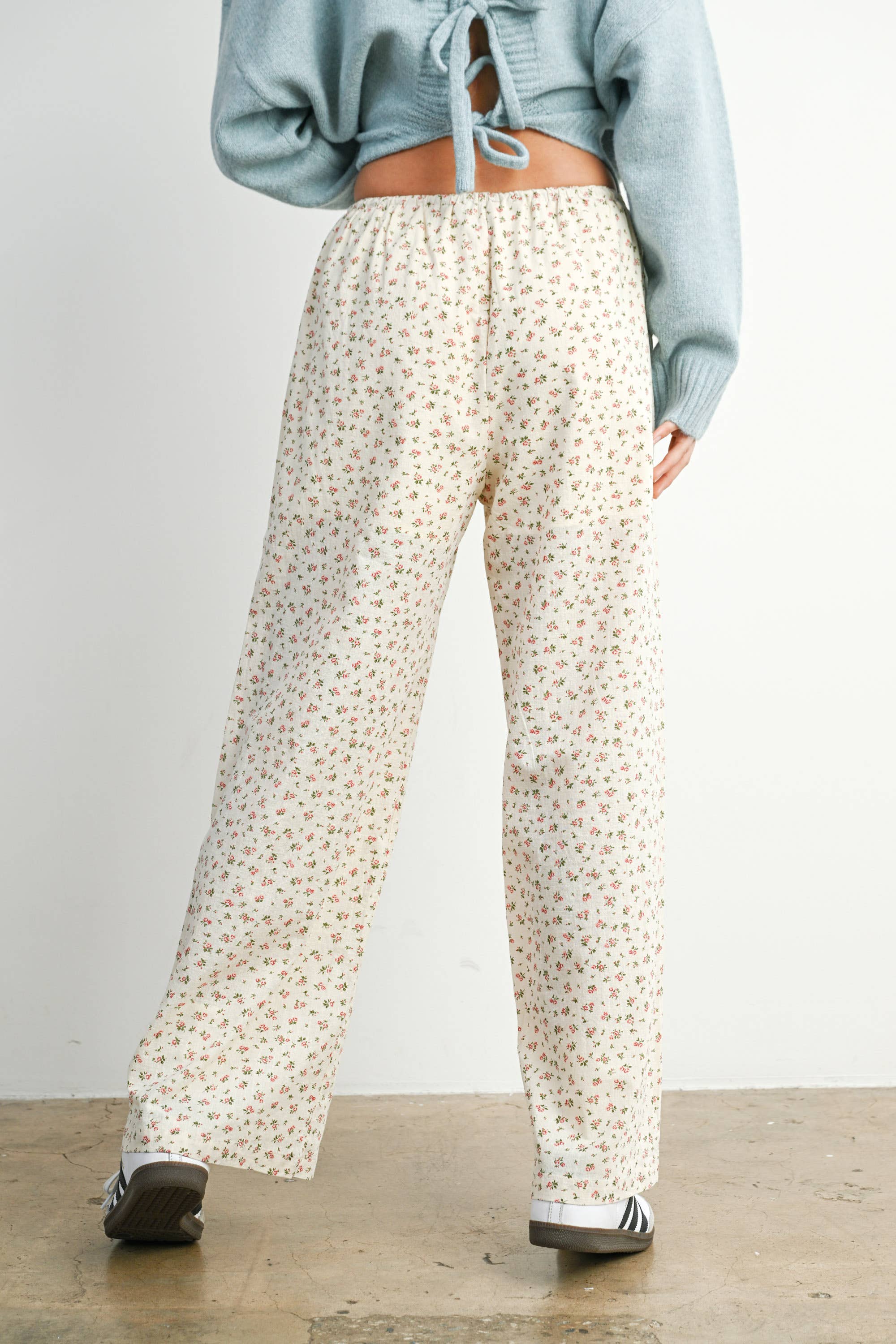 BUTTERMELON - Wholesale Pants - Women's - Floral Print Drawstring Pants - BMP781416