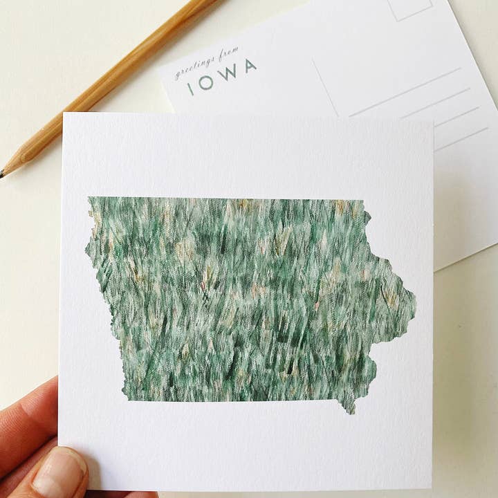Cartolina Quadrata con Mappa dello Stato dell'Iowa per la vendita all'ingrosso da parte di Turn-of-the-Centuries