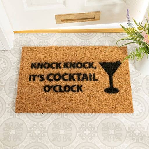 Knock Knock It's Cocktail O'clock Doormat for wholesale by Artsy Mats