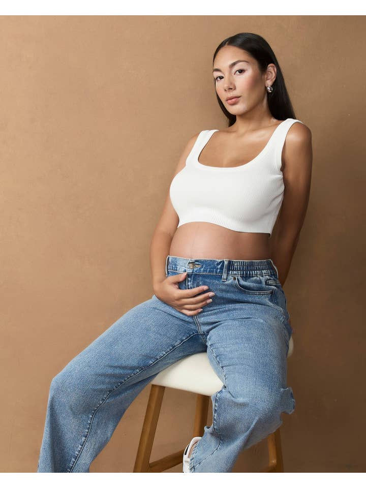 Dark Stone Relaxed Wide Leg Maternity Jeans for wholesale on Faire5