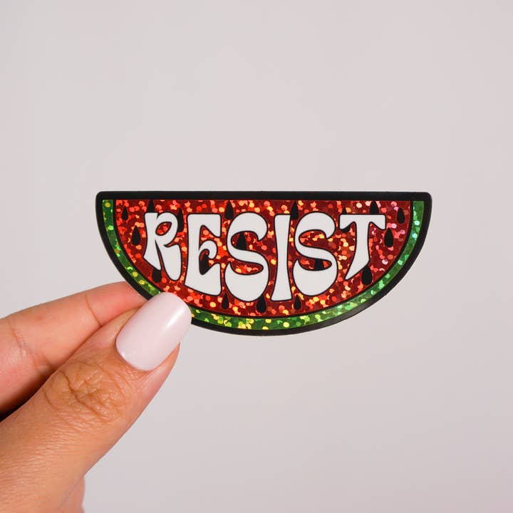 Palestine Watermelon RESIST sticker Glitter waterproof Sticker Free Palestine Sticker for Tumbler and Laptop Palestinian Owned Shop Donation for wholesale by Stitch4pali