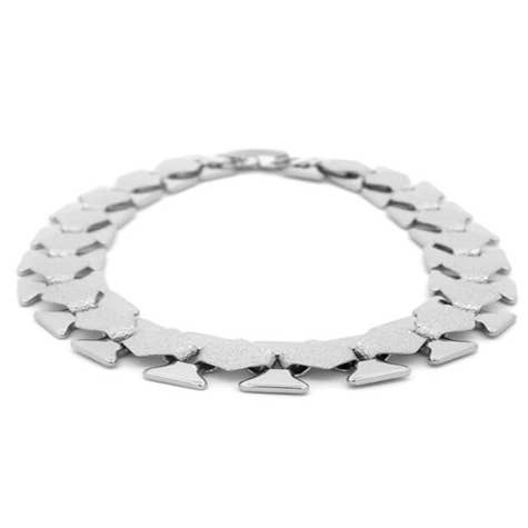 Textured Flat Hexagonal Link Bracelet-Silver for wholesale by S&A Fashions