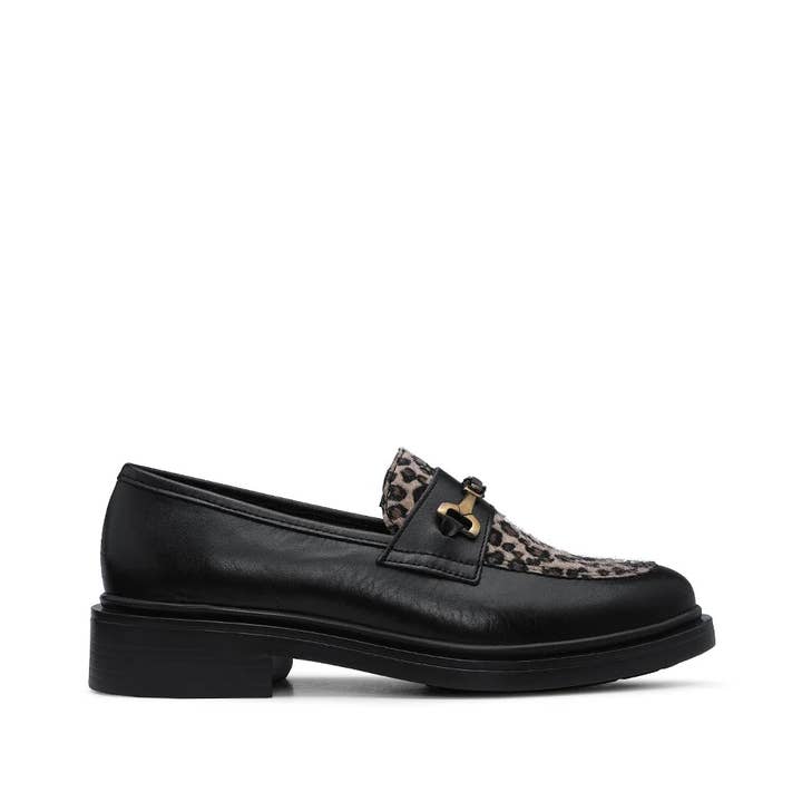 Sort Leopard loafers med leoparddetalje foran for engroshandel på Faire1
