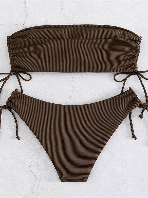 HIDDENBRAND - Wholesale Two Piece Swimsuit - Women's - Split Bandeau Bikini Sexy Swimsuit Multicolor Swimwear14