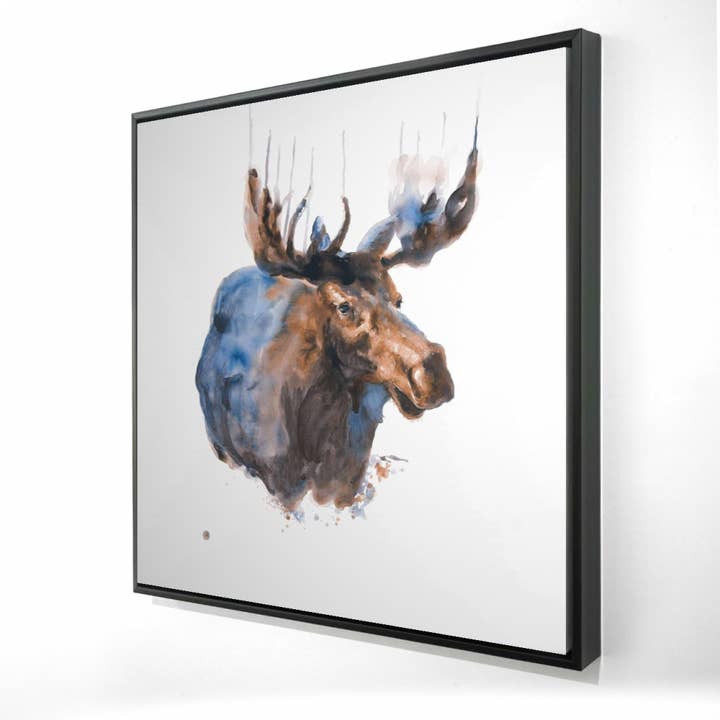 Grå Abstrakt blå elg | indrammet tryk på lærred 48 „x 48" for engroshandel på Faire