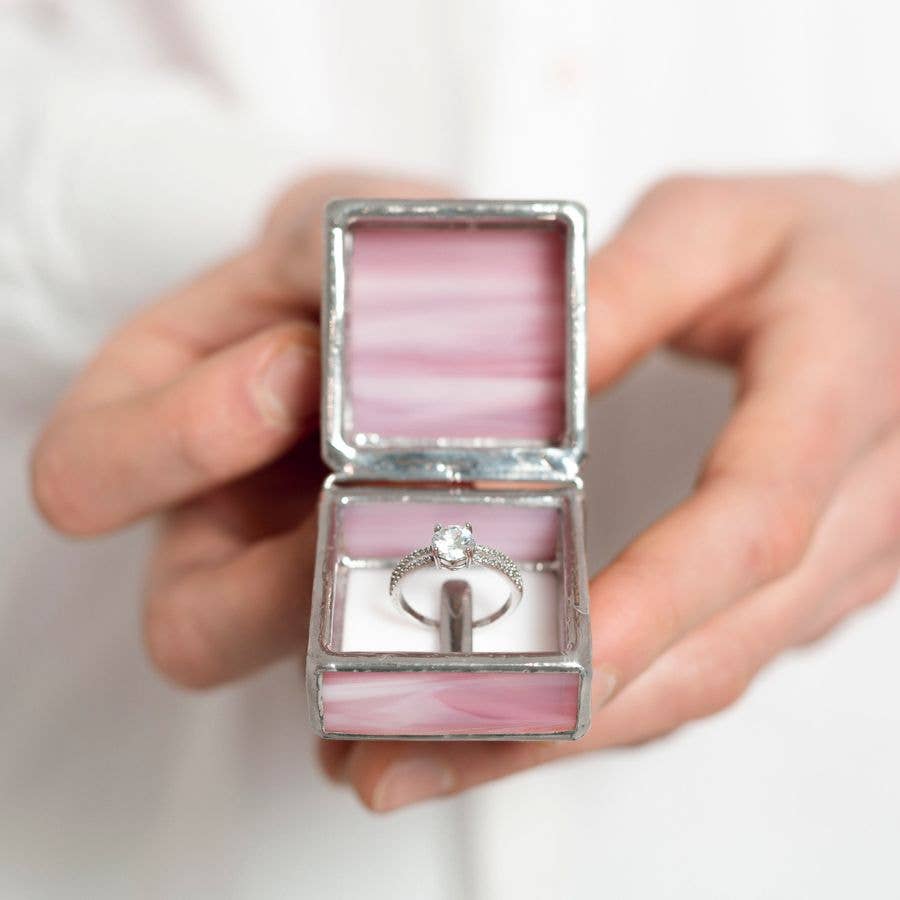 Leosklo - Vente Boîte/rangement à bijoux - Boîte à bagues de fiançailles rose1