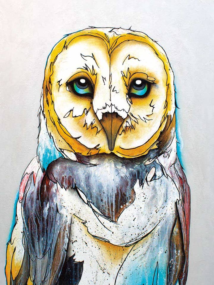 Barn Owl by Artist Micqaela Jones Art Print for wholesale by Indigenous Puzzles and Art