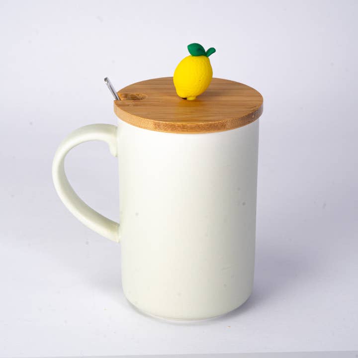 Urban Tokyo - Wholesale Coffee Mug - Lemon 12oz Mug With Lid and Spoon (10/30)1
