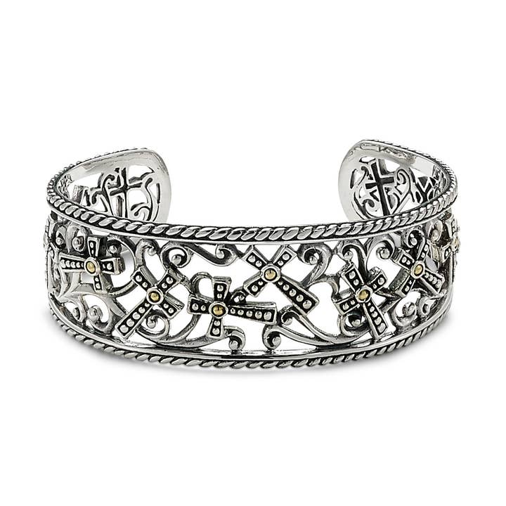 Bracelet croix SS/18k pour la vente par Eli Pebble