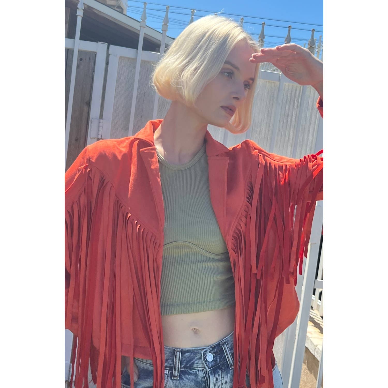 Mapcie - Wholesale Jacket - Women's - SUEDE JACEKT WITH FRINGE DETAIL1