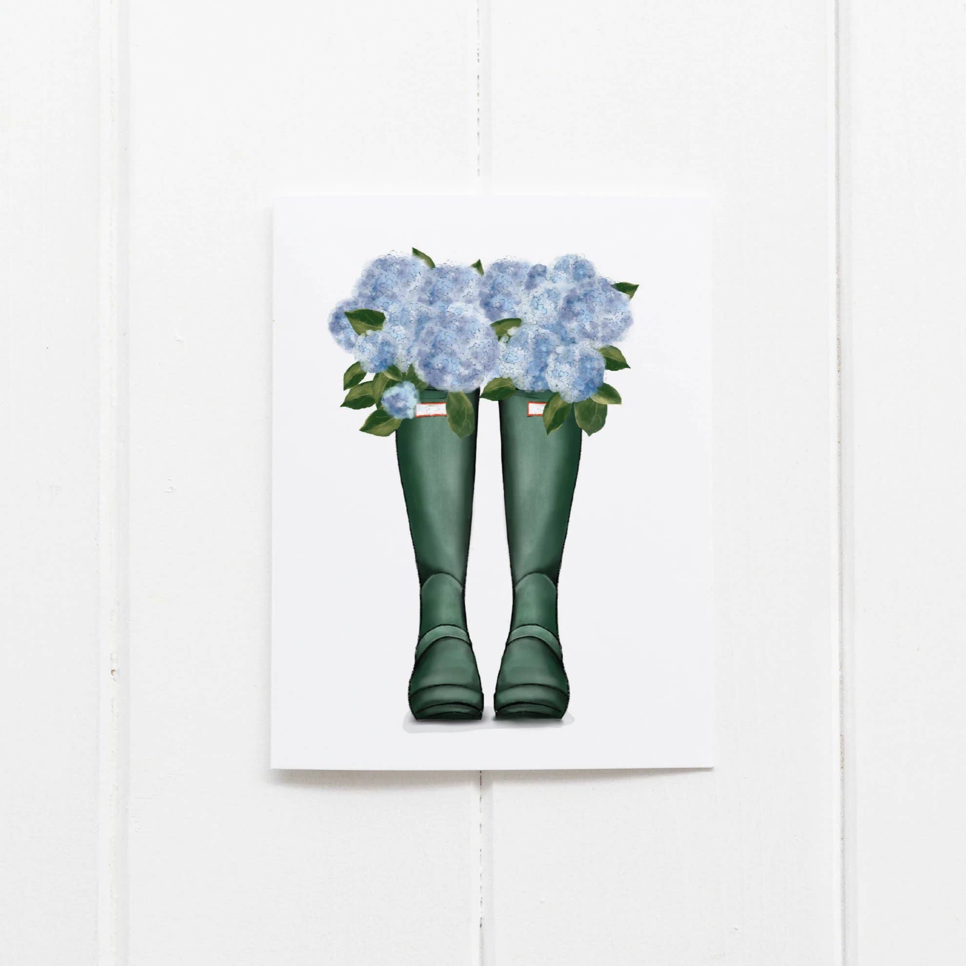 Ramus & Co. - Wholesale Everyday Greeting Card - Rain Boot Hydrangeas Greeting Card1