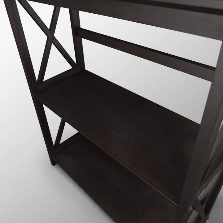 Montego 3 Shelf Bookcase Black Solid Wood Construction for wholesale on Faire6