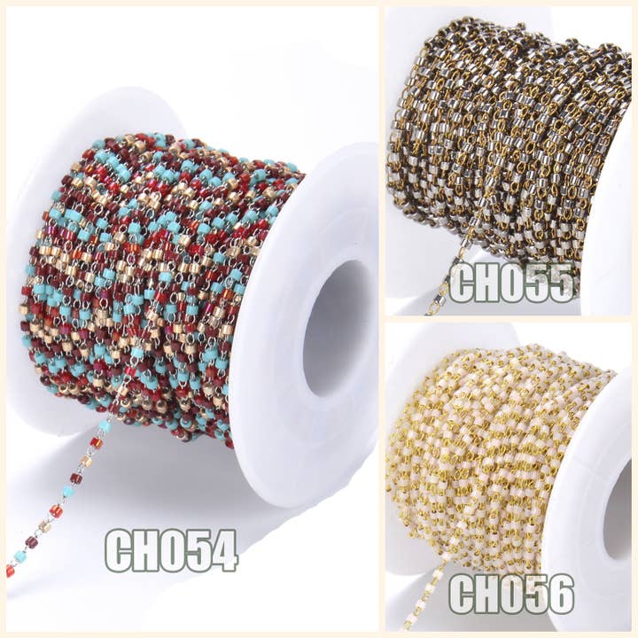 Beads Creation – wholesale Beads – Japanese Seed Bead Crystal Beaded Chain By Foot, CH0541