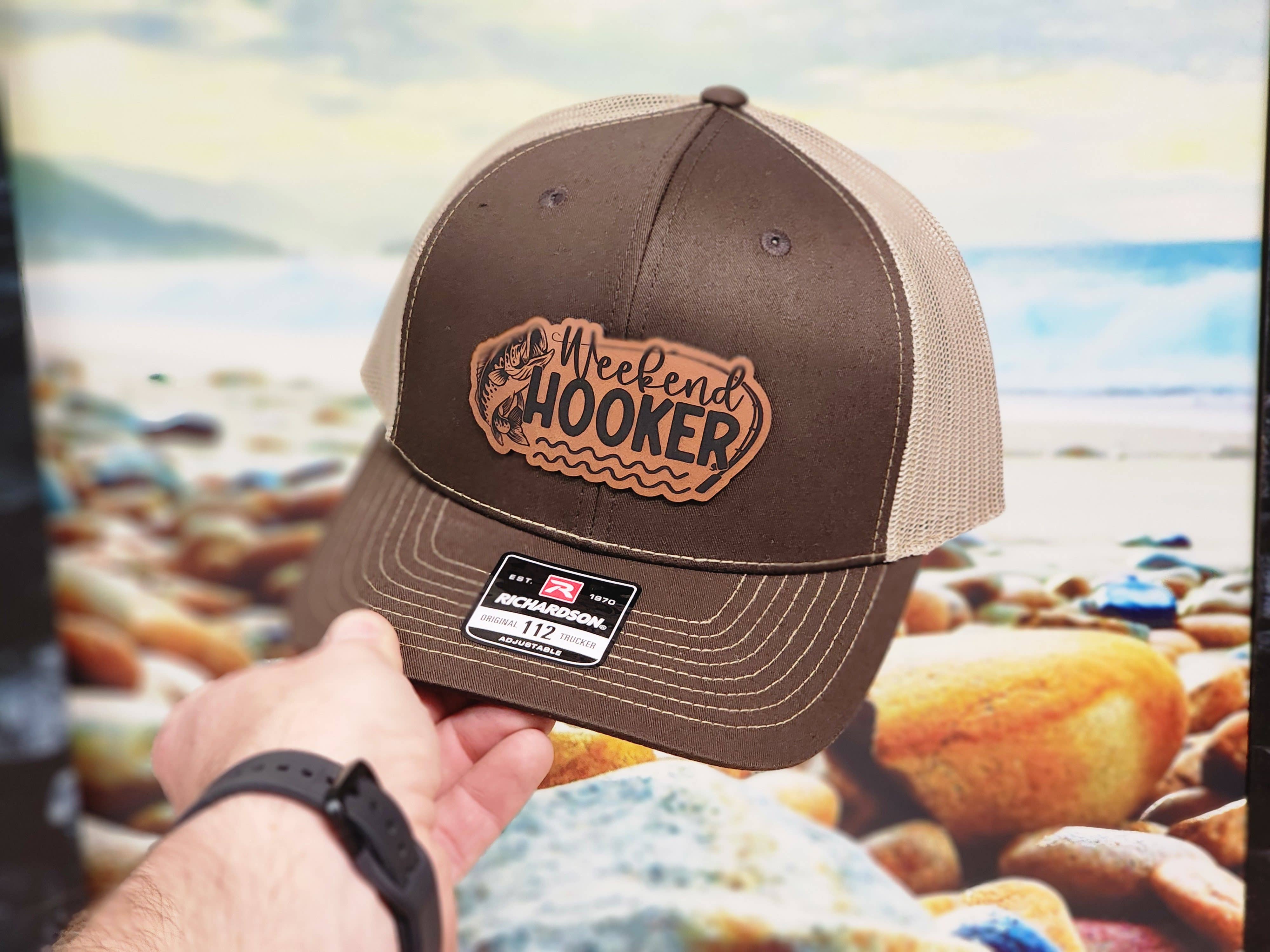 Knot Creatives - Wholesale Trucker Hat - Unisex - Funny Fishing Hat, Brown Weekend Hooker, Richardson 1122