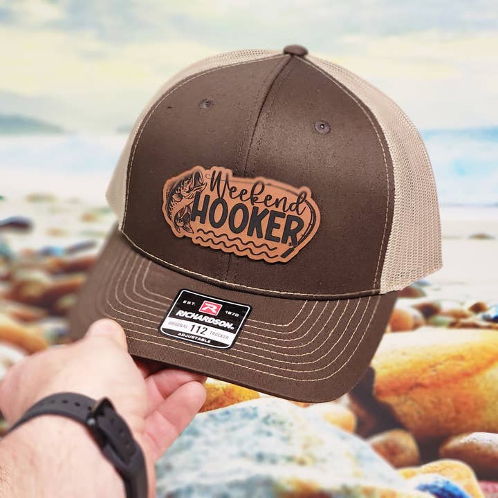 Knot Creatives - Wholesale Trucker Hat - Unisex - Funny Fishing Hat, Brown Weekend Hooker, Richardson 1122