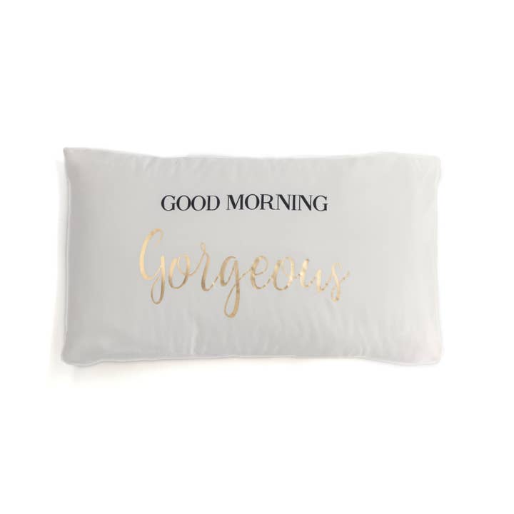 Shiraleah - Wholesale Bedding Pillowcase/Sham - Shiraleah Set Of 2 "Good Morning Gorgeous / Hello There Handsome" Standard Pillow Cases,Ivory2