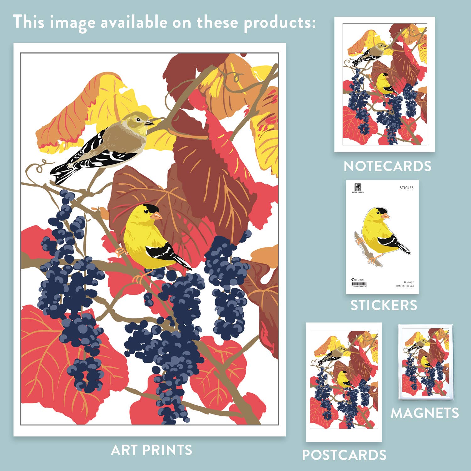 Rigel Paper - Vente Autocollant - Autocollant Oiseau Chardonneret RBI-2171