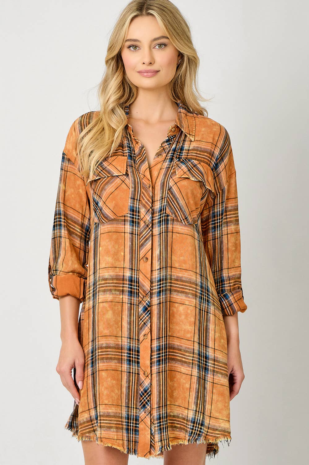 Mystree - Wholesale Dress - Women's - 61161 Washed Plaid Shirt Dress32