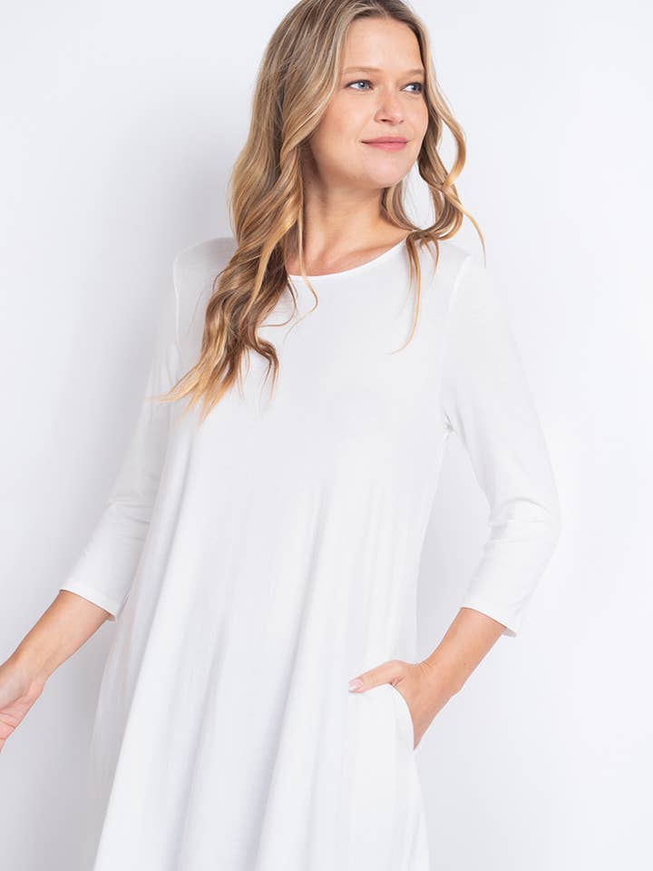 PPT2662-QUARTER SLEEVE SOLID SWING TOP for wholesale by You & Me