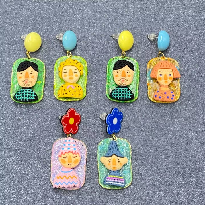 Abstract Indian Style Human Face Face Charm Earrings - YK for wholesale by Mio Queena