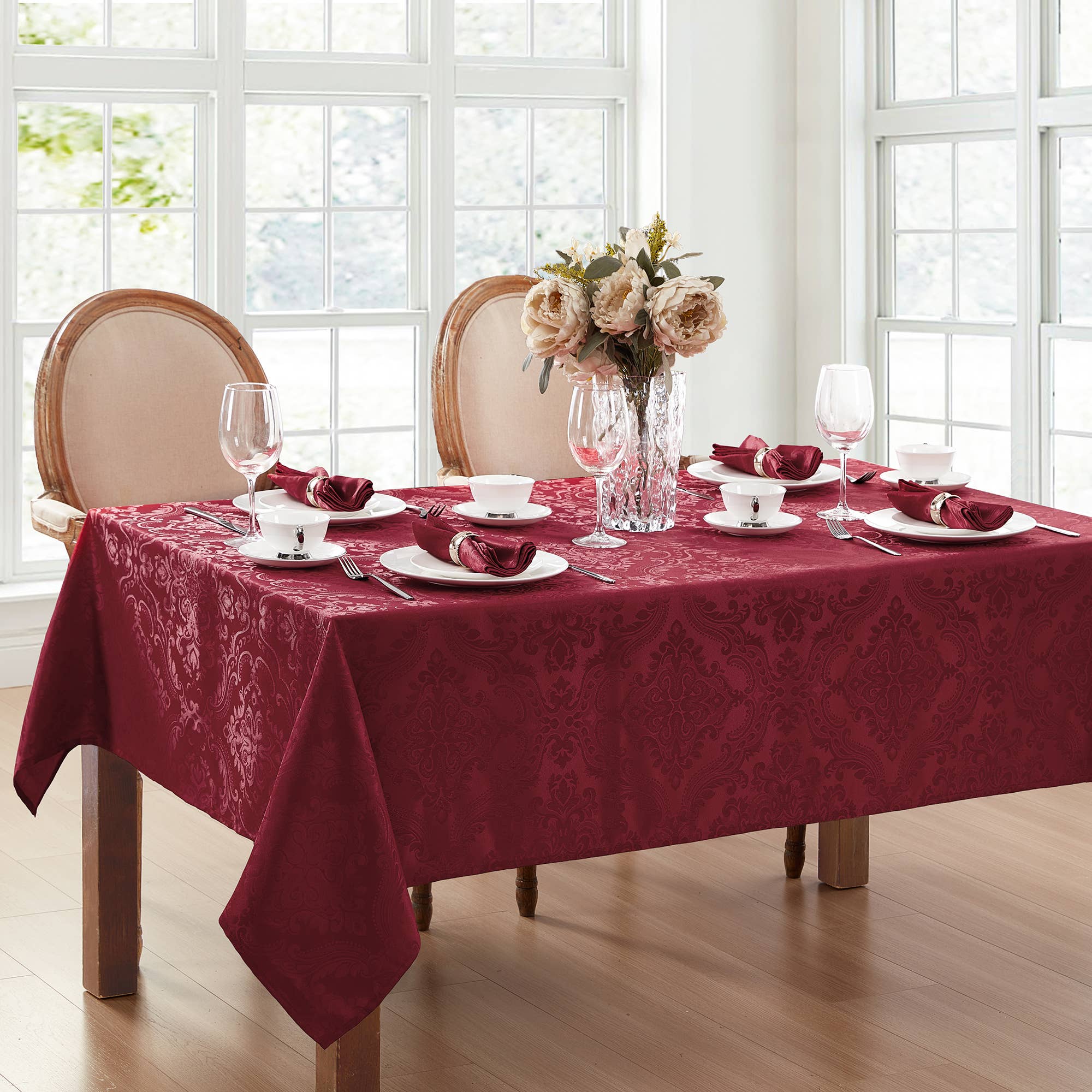 Threadmade Home - Wholesale Tablecloth - Caiden Elegance Damask Water and Stain Resistant Tablecloth5