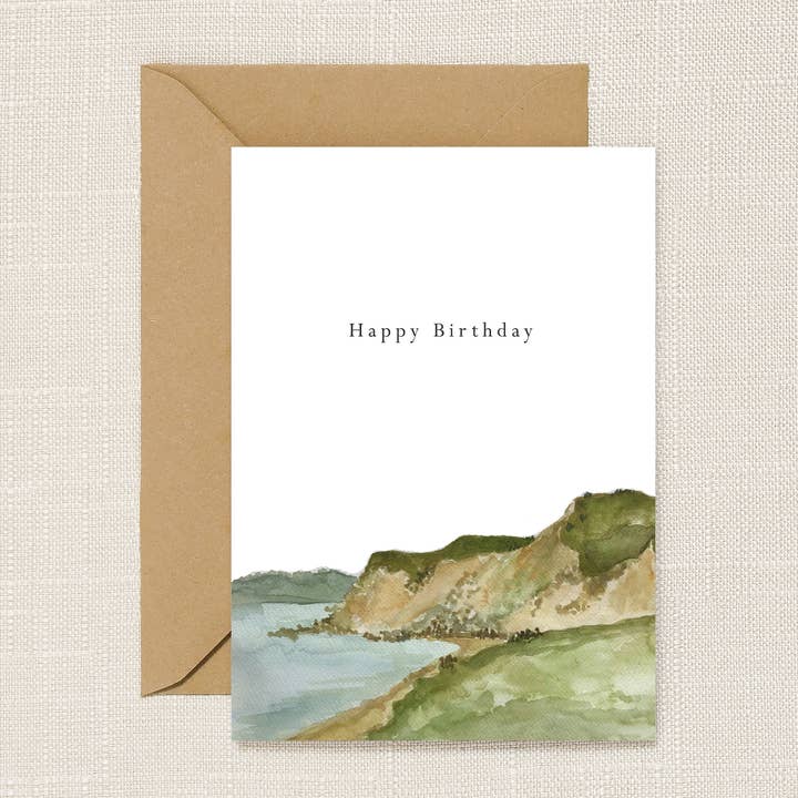 Coastal Watercolour Landscape Greeting Card for wholesale by HeatherLucyJ Design