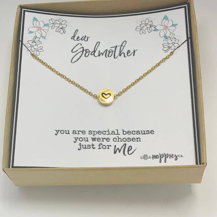 Little Happies Co - Wholesale Pendant/Charm Necklace - Gift for Godmother, Godmother gift, Godmother necklace, Gift for Godmother, Heart necklace, from goddaughter