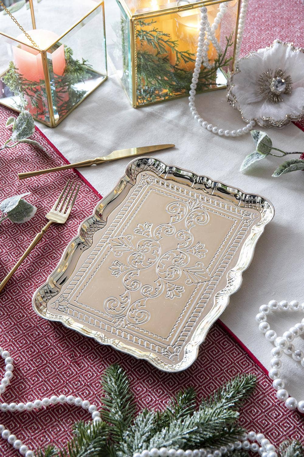 A&B Home Group Inc. - Wholesale Decorative Plate/Dish/Bowl - 12x9" Golden Scrollwork Plastic Charger Plate3