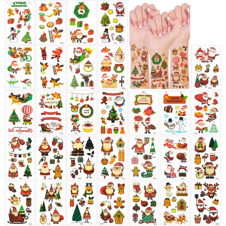 Tatouages Temporaires Wrapables, 30pcs Noël pour la vente par Wrapables.com