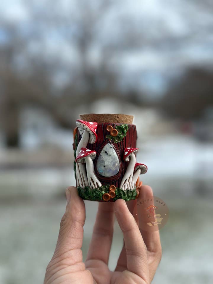 Jar | Moonstone with Red Mushrooms for wholesale by Making Olás