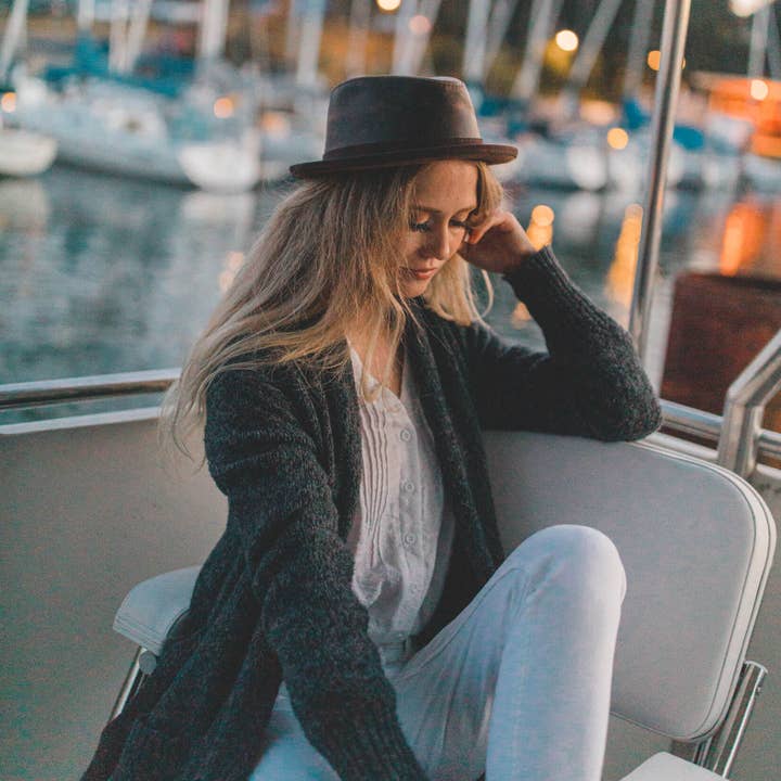 American Hat Makers - Wholesale Fedora - Unisex - Trilby Genuine Leather Fedora Hat - Style Soho10