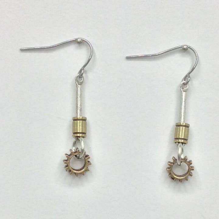 Tiny Gear Dangle Earrings 3429 for wholesale by Alchemy Inc