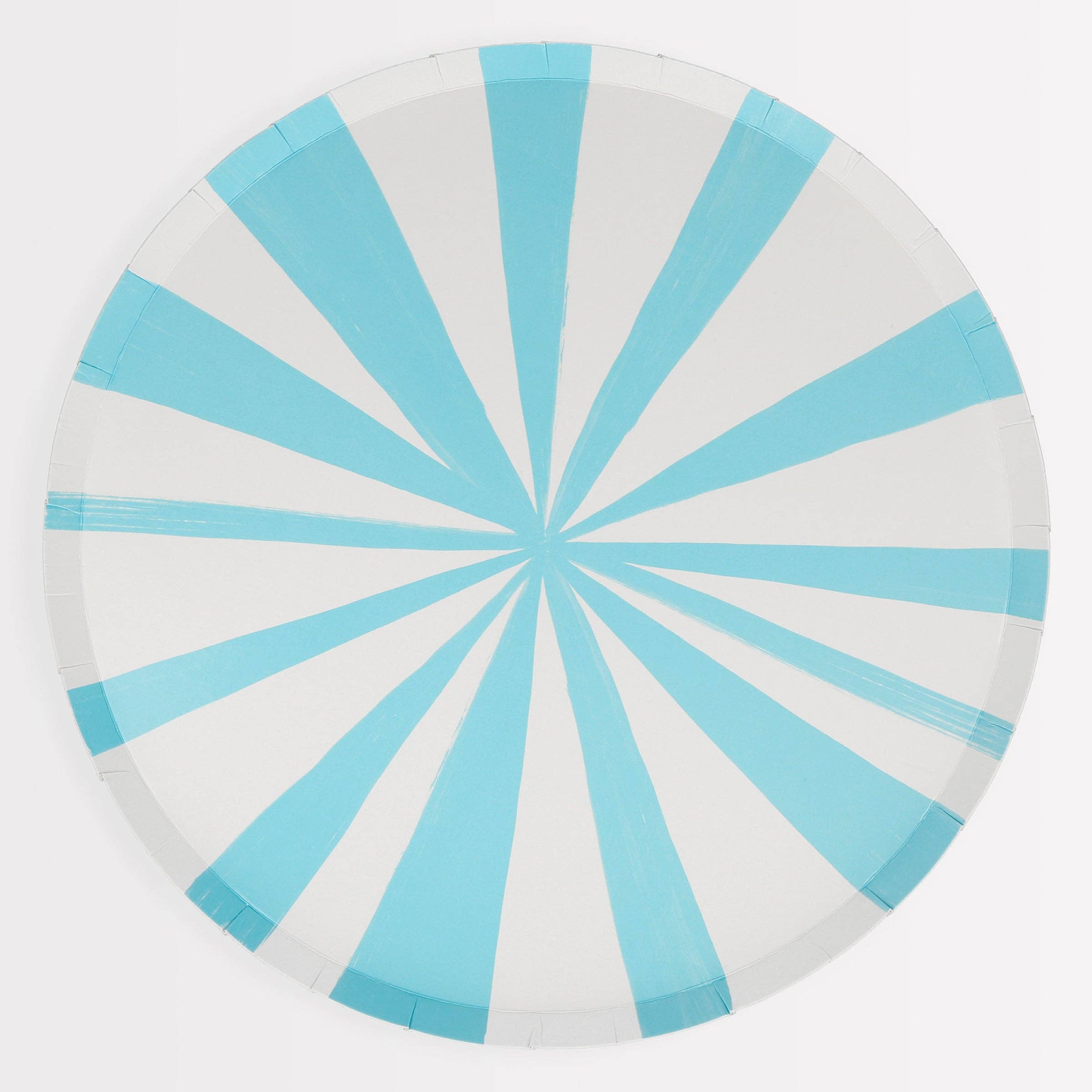 Meri Meri – wholesale Disposable plate – Blue Stripe Dinner Plates0