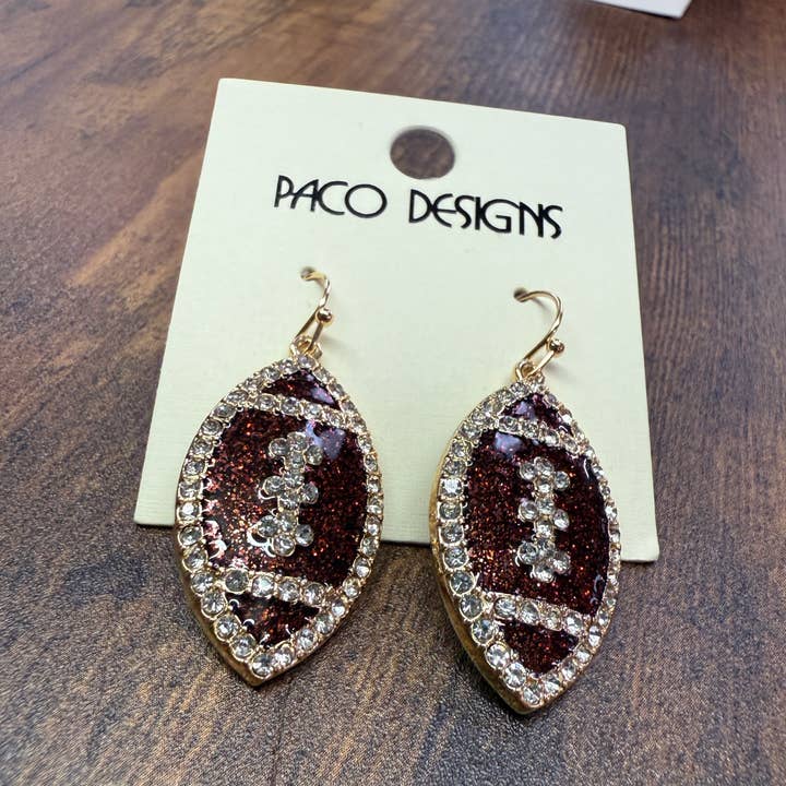 Football Rhinestone Bling Earrings for wholesale by Paco Designs