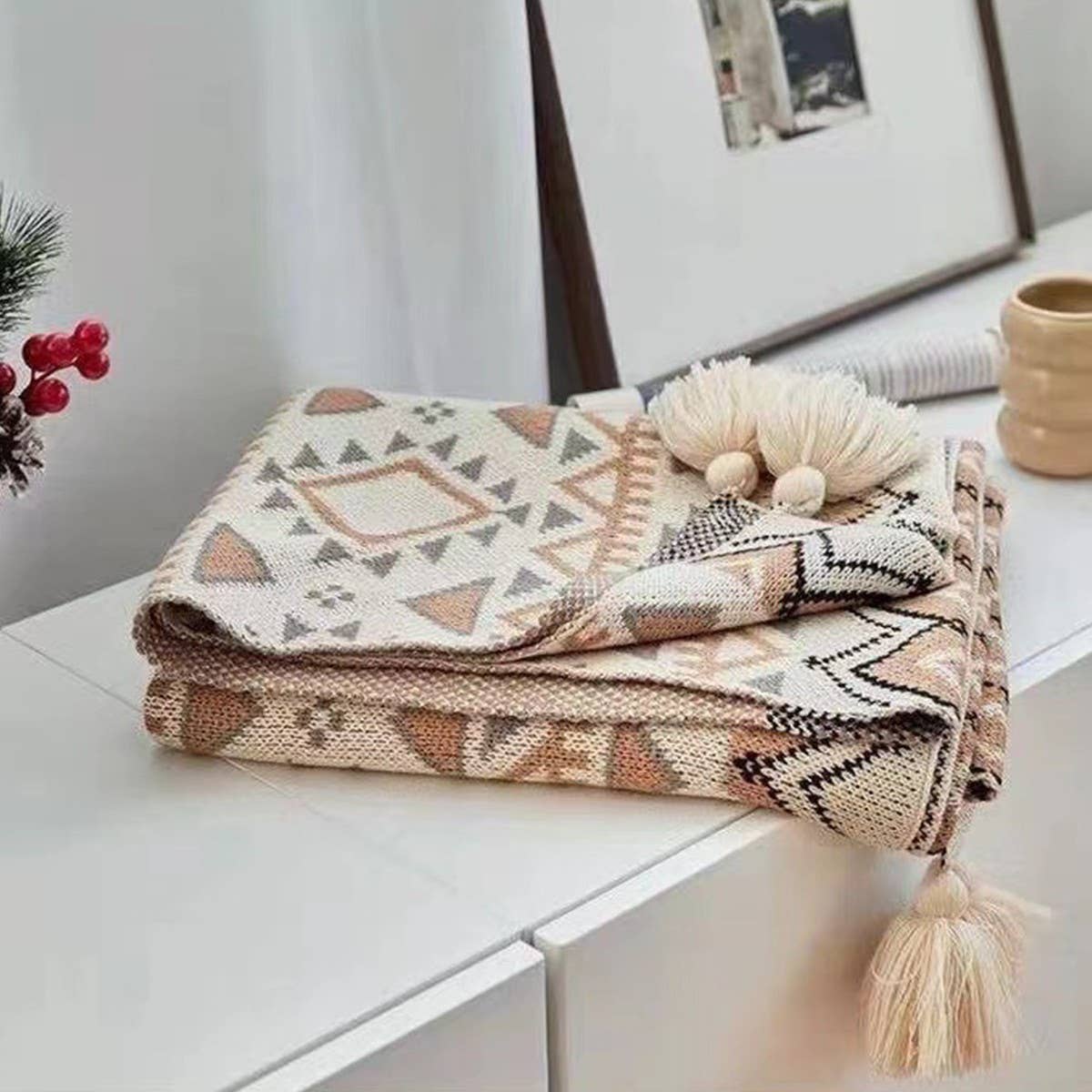 ACCITY - Wholesale Throw Blanket - Bohemian Knit Blanket – Cozy Home & Office Use_CWMM103044