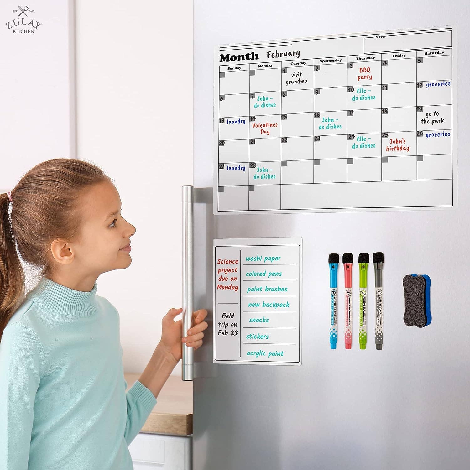 Zulay Kitchen - Wholesale Whiteboard/Dry-Erase Board - Magnetic Dry Erase Calendar Whiteboard Kit4
